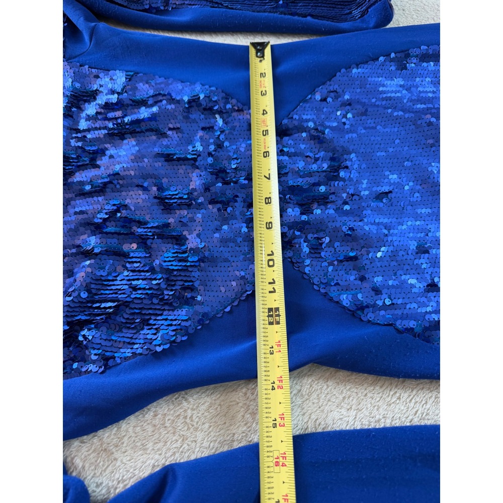 Dress The Population Royal Blue Sequin Long Sleeve Bodycon Mini Dress Large - Picture 7 of 10